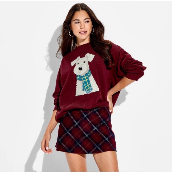 Zoe + Liv Tops - Zoe+Liv Women's Dog Scarf Fleece Graphic Pullover Sweatshirt